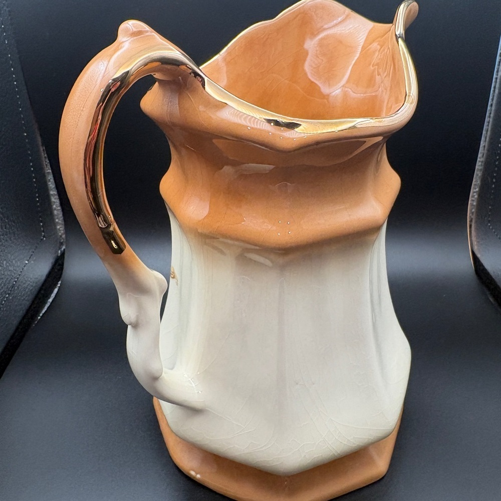 Vintage Imperial Pottery W/ Floral Transferware & 22k Gold Trim Ceramic Pitcher - Picture 7 of 15
